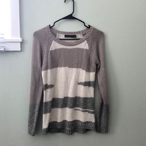 The Limited taupe and green scoop neck sweater
